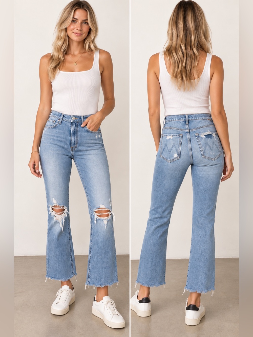 MOTHER The Hustler Ankle Fray jeans in the Hope’s End wash, size 27.